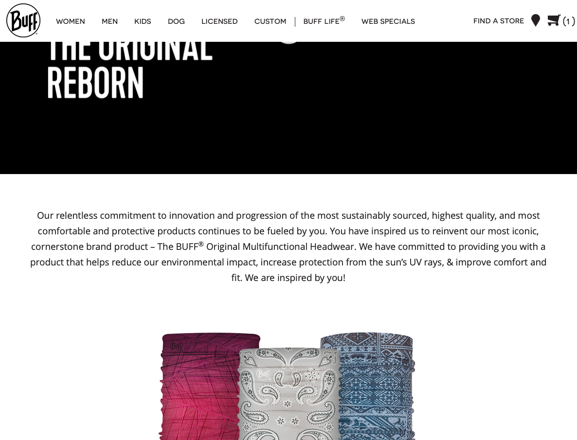 The "Original Reborn" Landing Page on the Buff site, powered by Content Blocks.